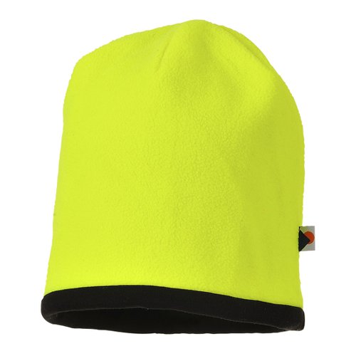 Portwest Reversible Hi Vis Beanie Hat Yellow/Blk (Pack of 12)