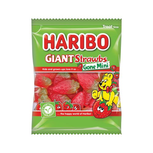 Haribo Strawbs Gone Mini Bags 16g (Pack of 100) 6954