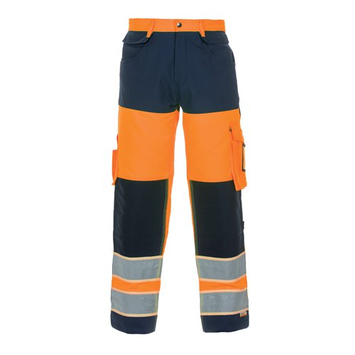 Hydrowear Idstein High Visibility GID Two Tone Trousers Orange/Navy Blue 38 HYD131030ORN38