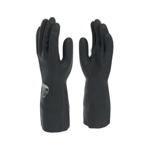 Shield 33cm Industrial Black Rubber Glove Size 8 GI/6406/8