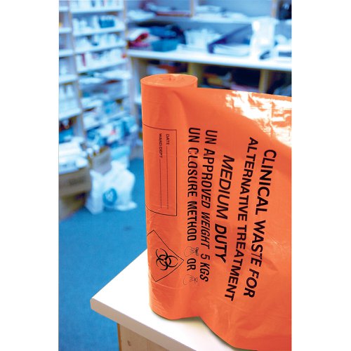 Clinical Waste Sack Medium Duty Orange (Pack of 200) AT25/M111