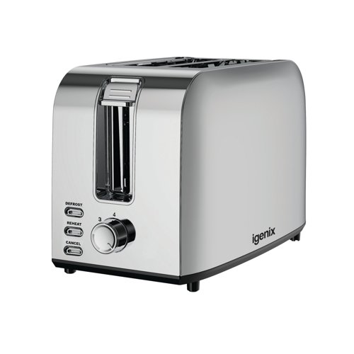 Igenix 2 Slice Toaster 750W Stainless Steel IGT0209SS