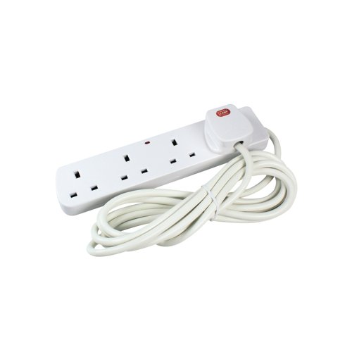 CED 4-Way 13 Amp 2m Extension Lead White with Neon Light CEDTS4213M | Countrywide Electrical Distributors