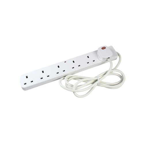 CED 6-Way Surge Protection 13 Amp 2m Extension Lead White CEDTS6213AS | Countrywide Electrical Distributors