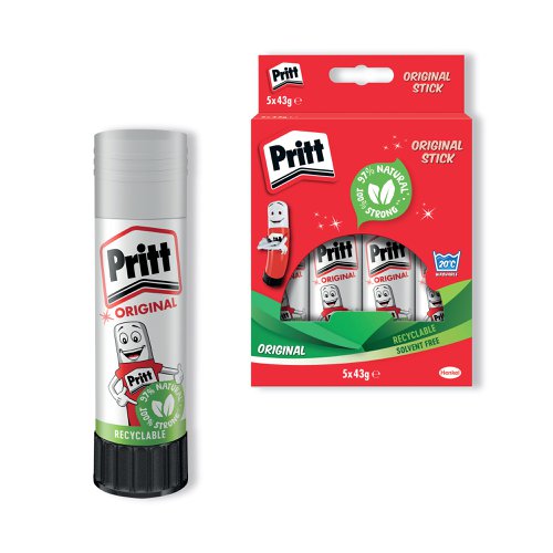 Pritt Stick Original Glue Stick 43g (Pack of 5) 1456072 HK05303