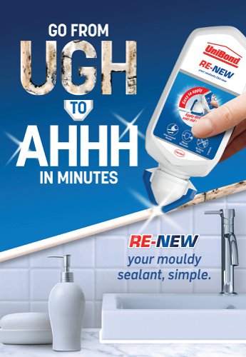 UniBond RE-NEW Bathroom/Kitchen Silicone Sealant White 80ml 2760633 | Henkel