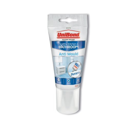 UniBond Healthy Kitchen and Bathroom Sealant Tube Anti Mould White 147g 2675549