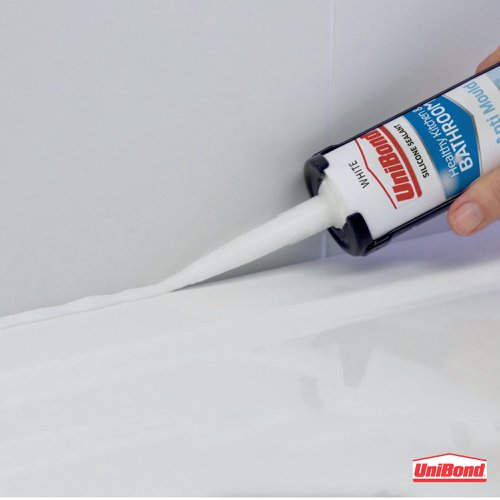 HK43729 | Ensure long-lasting, mould-free protection and strong seals with the UniBond Healthy Kitchen and Bathroom Sealant. Protect your bathroom and kitchen from mould with the powerful anti mould formula. A high-quality and long-lasting joint filler, the waterproof and flexible silicone sealant is specially formulated to function in humid environments such as kitchens and bathrooms and is recommended for use as a kitchen sink sealant, worktop sealant or as a toilet sealant. Formulated with silicone acetoxy technology, this joint sealant provides long-lasting sanitary seals with high adhesion. The cartridge design ensures precise application. Waste no time with sealing jobs, the long-lasting sanitary silicone is touch-dry within just 20 minutes and fully dry in 24 hours.