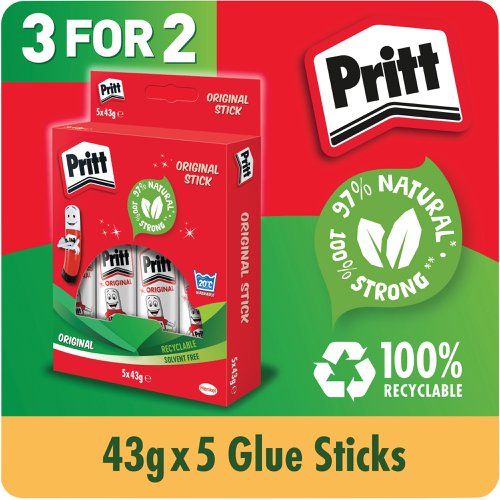 Pritt Stick Glue Stick 43g (Pack of 5) 3 For 2 HK810849