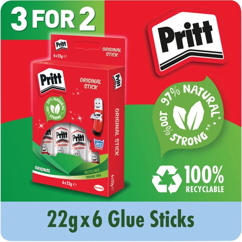 Pritt Stick Glue Stick 22g (Pack of 6) 3 For 2 HK810850