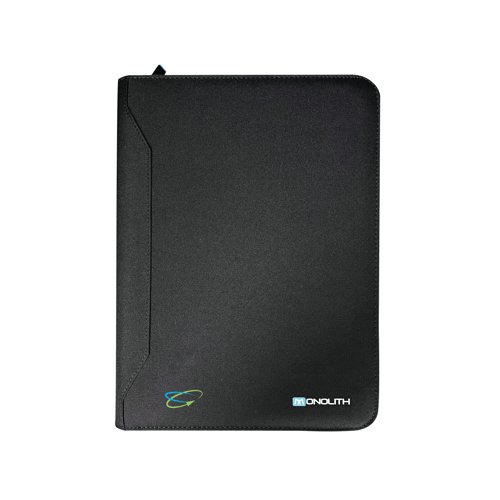 Monolith Blueline Zipped w/Ring Binder Conference Folder A4 Black 3352