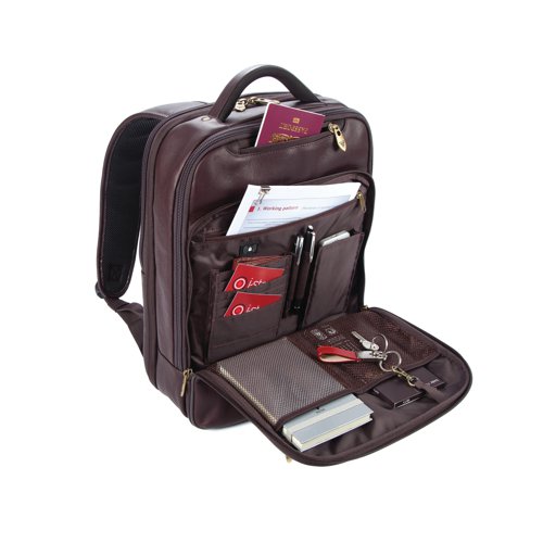 Falcon Laptop Backpack Full Grain Luxury Leather Brown FI6706 HM06706