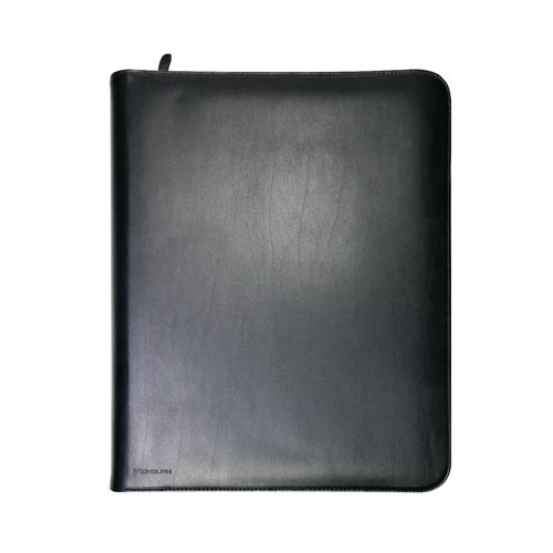 Monolith Zipped Leather Ring Binder w/Internal Pockets A4 Black 2924