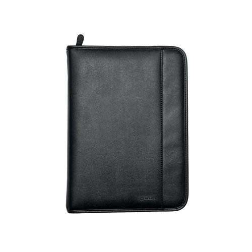 Monolith Leather Look Zipped Ring Binder A4 Black 2926