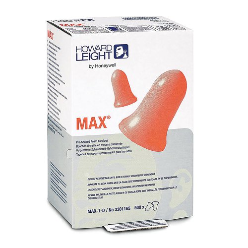 Honeywell Max-1-D MaxLS500 Disposable Earplug Refill Orange (Pack of 500) HL3301165