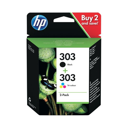 HP 303 Ink Cartridge Twin Pack Black/Tri-color CMY 3YM92AE