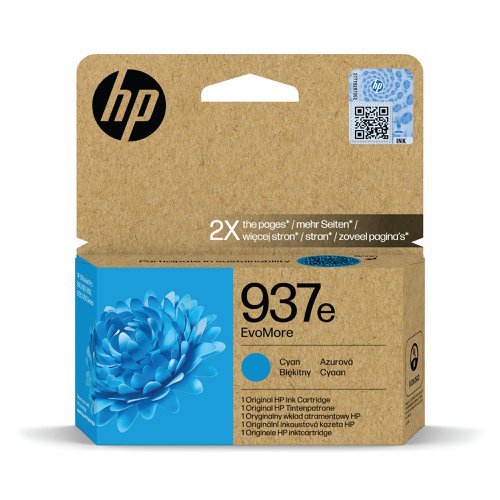 HP 937E EvoMore Original Ink Cartridge High Yield Cyan 4S6W6NE