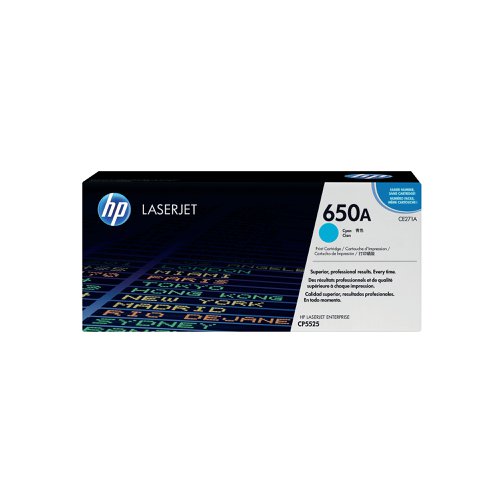 HP 650A Original LaserJet Toner Cartridge Cyan CE271A