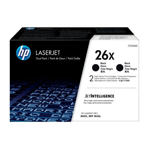 HP 26X Original LaserJet Toner Cartridge High Yield Black 2-pack CF226XD