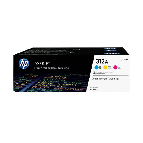 HP 312A Cyan/Yellow/Magenta Laserjet Toner Cartridge (Pack of 3) CF440AM