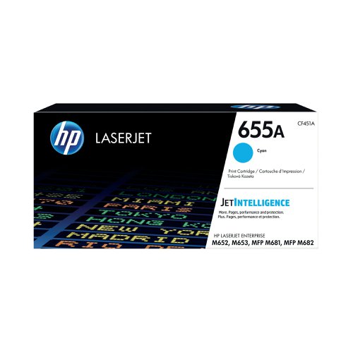 HP 655A Cyan Original LaserJet Toner Cartridge CF451A