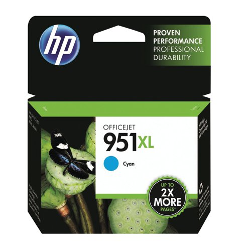 HP 951XL Cyan Officejet Inkjet Cartridge (Capacity: 24ml) CN046AE 1500 Page Yield