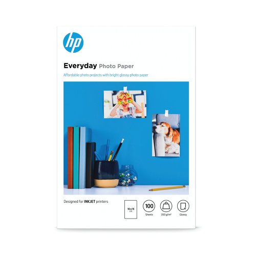 Designed for economical usage, HP White Everyday Glossy Photo Paper is great for quick and easy printing of photos. You don't need to worry about wasting expensive photo paper - just print out home photos whenever you want. Designed to allow ink to dry instantly, this paper is smudge and water resistant for quality that lasts straight from the printer.