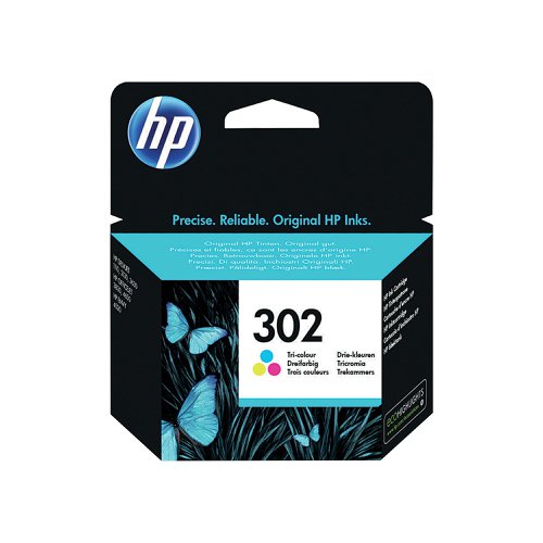 HP 302 Ink Cartridge Tri-Colour Cyan/Magenta/Yellow Standard Capacity 150 Pages F6U65AE