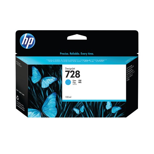 HP 728 DesignJet Ink Cartridge 130-ml Cyan F9J67A