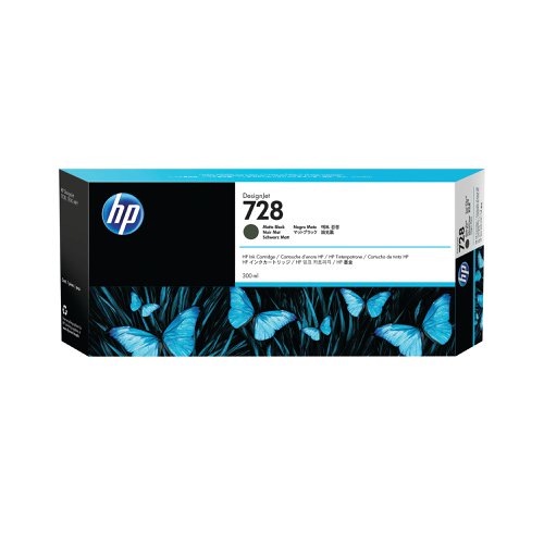 HP 728 DesignJet Ink Cartridge 300-ml Matte Black F9J68A