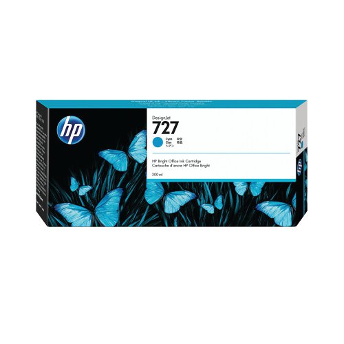 HP 727 DesignJet Ink Cartridge 300-ml Cyan F9J76A