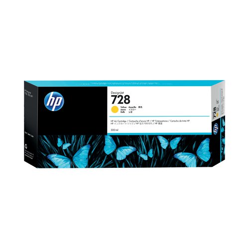 HP 728 Original Ink Cartridge 300-ml Yellow F9K15A