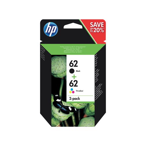 HP 62 Original Ink Cartridge 4/4.5-ml Black/Tri-color N9J71AE