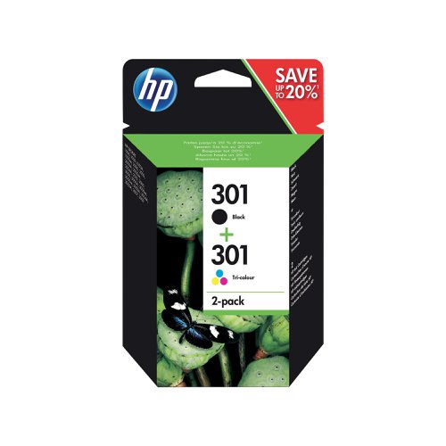 HP 301 Original Ink Cartridge 3-ml Black/Tri-color N9J72AE