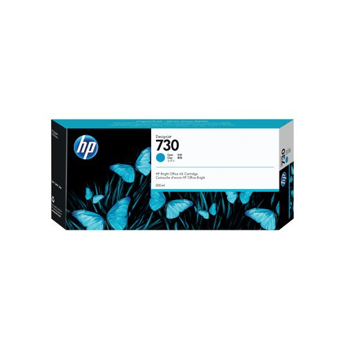 HP 730 DesignJet Ink Cartridge 300-ml Cyan P2V68A