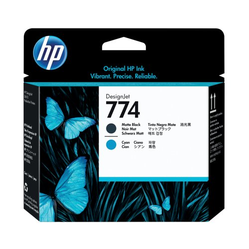 HP 774 DesignJet Printhead Matte Black/Cyan P2W01A