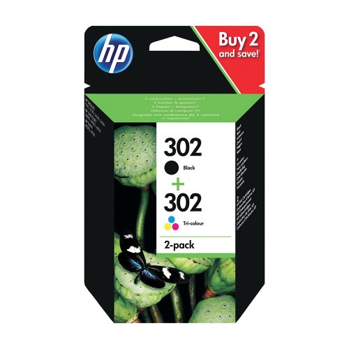 HP 302 Ink Cartridges Black/Tri-Colour CMY (Pack of 2) X4D37AE Standard yield 170/150 pages