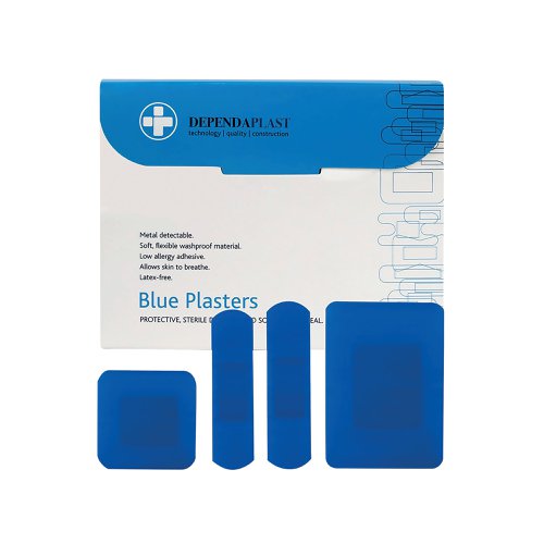 Reliance Medical Dependaplast Blue Plasters Assorted Sizes (100 Pack) 546