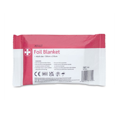Reliance Medical Foil Blanket 130cm x 210cm Pack of 10 760