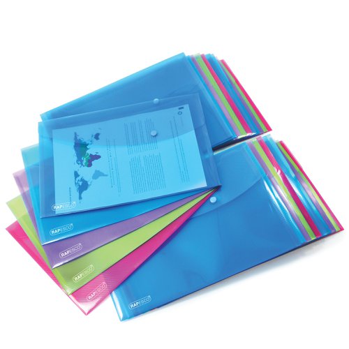 Rapesco Foolscap Popper Wallet Bright (20 Pack) 1494