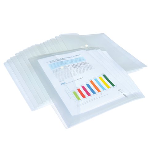 Rapesco Foolscap Popper Wallet Clear (20 Pack) 1496