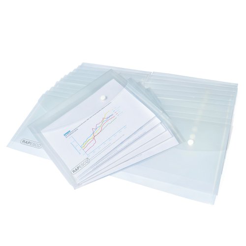 Rapesco Popper Wallet A5 Clear (25 Pack) 1500