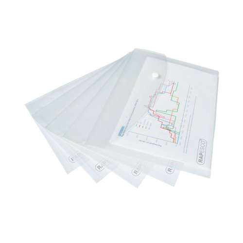 Rapesco Popper Wallet A5 Clear (5 Pack) 1588