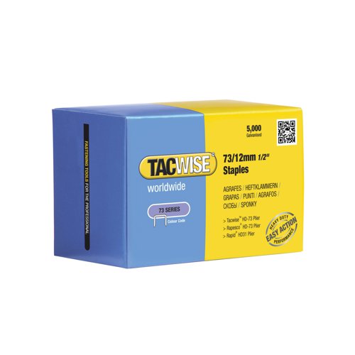 Tacwise 73/12mm Staples Galvanised Chisel Point (Pack of 5000) 0457