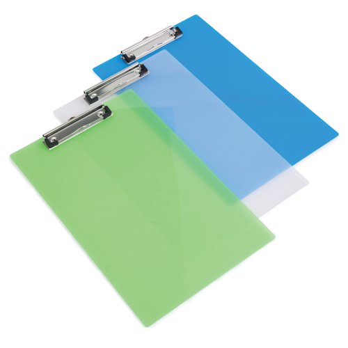 Made from heavy gauge, shatter resistant polypropylene, these durable Rapesco clipboards have an attractive frosted transparent finish. The high strength clip features protective corners to keep your documents secure and looking professional. The clipboard also features a retractable hanging hole and convenient pen clip. This pack contains 4 blue, 4 green and 2 clear clipboards, suitable for both A4 and foolscap documents.