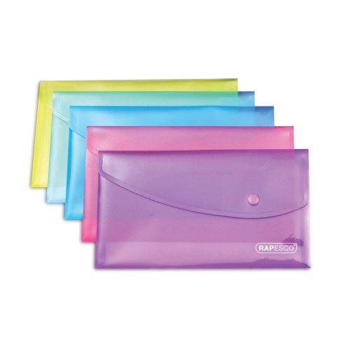 Rapesco Popper Wallet A5 Assorted (Pack of 5) 0689