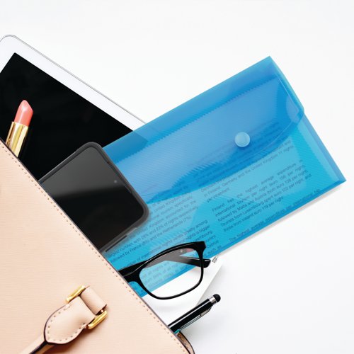 Rapesco Eco Recycled Popper Wallet DL Assorted Bright Transparent (Pack of 5) 0690