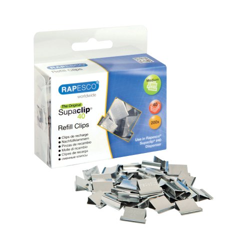 Rapesco Supaclip 40 Refill Clips Stainless Steel (Pack of 200) CP20040S