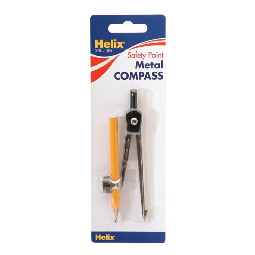 Helix Black/Silver Metal Compass with Pencil (10 Pack) G05070 Drawing Aids HX07057