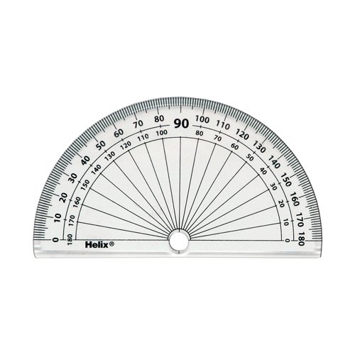 Helix 10cm 180 Degree Protractor Clear (Pack of 50) H02040